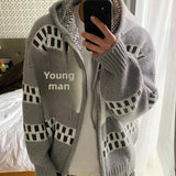 AIDASE  -  Christmas Knitted Sweater Men's Hooded Fair Isle Motif Zipper Lazy Style Cardigan Knitwear Casual Winter Fashion Outerwear aidase-shop