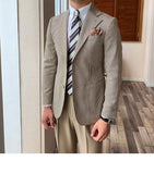 Aidase British Man Blazer Hombre Autumn Fashion Lattice Men  Jacket Korean Slim Fit Blazer Hombre Casual Gray Blazer aidase-shop