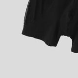 AIDASE  -  Men Bodysuits Mesh Patchwork Zipper Lapel Short Sleeve Male Rompers Playsuits Sexy See Through Fashion Bodysuit S-3XL aidase-shop