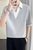 AIDASE  -  Summer New Contrast Color Shirt Mid Sleeve T-shirt 2025 Korea Fashion Luxury Casual Male Tops New 21E5375 aidase-shop