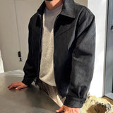 Elegant Solid Brown Coat Men's Spring Autumn High-end Loose Lapel Plush Top Winter New Zipper Short Jacket Vintage Streetwear aidase-shop