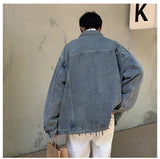 AIDASE  -  Korean Style Casual Men's Denim Jacket Turndown Collar Button Long Sleeve Spring Fall Casual Coat Couple College aidase-shop