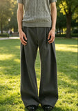 AIDASE  -  Men's Pleated A-Line Wide-Leg Suit Pants Curved Trousers Streetwear Lightweight CleanFit Casual Long Pants for Spring and Autumn aidase-shop