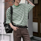 AIDASE  -  Men T Shirt Striped Summer O-neck Short Sleeve Male Tee Tops Streetwear Korean Style Fashion Casual Men Clothing aidase-shop