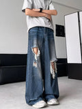 Aidase Hip Hop Ripped Baggy Jeans Men High Street Male Distressed Denim Wide Leg Pants Casual Trousers Vintage Streetwear Loose
