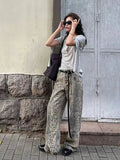 AIDASE  -  New Hot Sale Of The Season Light-Colored Leopard Print Jeans Retro Fashion Trendy High Street Straight Cut Hip Hop Style Casual aidase-shop