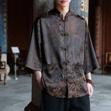 AIDASE  -  Chinese Style Thin Light Luxury Retro Men National Trend Large Size Loose Ice Silk Shirt Men's Jacquard Fashion Trend Tang Suit aidase-shop