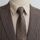 AIDASE  -  New Retro Brown Lazy Zipper Ties For Men Italian Polka Dot Formal Business Neckties 8cm Flower Striped Silk Tie Suit Accessories aidase-shop