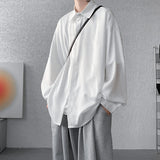Aidase Korean Fashion Ice Silk Shirts for Men 2023 Spring Summer Solid Color Long Sleeve Casual Loose Comfortable Button Up Shirt 5XL-M
