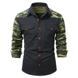 AIDASE  -  New Long Sleeve Shirts Men Camouflage Patchwork Casual Shirt Fashion Turn Down Collar Male Outdoor Cargo Blouse Four Seasons aidase-shop