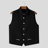 AIDASE  -  Tops American Style Fashion New Men's Solid Vests Casual Clubwear Hot Sale Male Lapel Collar Design Tank Tops S-5XL aidase-shop