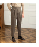 Aidase Autumn Winter Men's Warm Retro Straight Trouser Male Casual British High Waist Pants Office-trousers Dress Pant Trousers aidase-shop