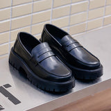 AIDASE  -  Men Thick-soled Loafers Retro Men Serrated Non-slip Outsole One-piece Business Leather Shoes Outdoor Work Shoes Size 39-46 aidase-shop