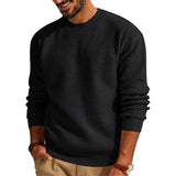 Aidase Fashionable Waffle Knitted Sweaters Men Casual Solid Color Long Sleeve Crew Neck Knit Jumper Top Mens Autumn Trendy Slim Sweater aidase-shop