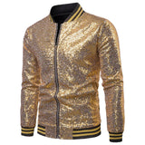 Aidase mens outfits Men Shiny Blazers Gold Sequin Glitter Suit Jackets Male Nightclub Zipper Suit Blazer DJ Stage Blazers