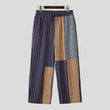 AIDASE  -  Men Pants 2025 Loose Drawstring Striped Patchwork Casual Straight Wide Leg Trousers Men Streetwear Fashion Long Pants aidase-shop