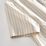 AIDASE  -  Summer Cotton Striped Shirt Men's Artistic Pinstripe Lapel Casual Short-sleeved Shirt Korean Fashion Exquisite Trend Solid Top aidase-shop