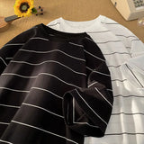 Aidase Men Oversized T Shirt Fashion Striped Contrast Color Short Sleeve Tshirts Casual Daily Clothes Harajuku Tshirt Streetwear aidase-shop
