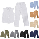 AIDASE  -  Suit Suits For Men Men'S Loose Fitting Beach Linen Casual Sleeveless Shirt And Straight Leg Trousers Suit Homecoming Men Attire aidase-shop