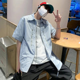 AIDASE  -  Summer Short Sleeved Shirt Men Oversized Black Casual Shirt Men Streetwear Korean Loose Zipper Shirt Mens Hawaiian Shirts aidase-shop