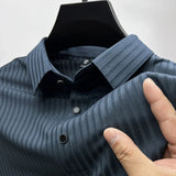 Aidase Men's Ice Silk Polo Shirt, Lapel, Hollow, Short-Sleeved, Breathable, Business Fashion T-Shirt, Men's Brand Clothing, Summer, New