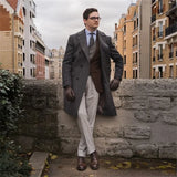 Aidase High Quality Wool Men Suits Thick Custom Made Men Suits Double Breasted Tuxedos Peaked Lapel Blazer Business Formal Long Coat aidase-shop