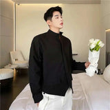 AIDASE  -  Men's Long Sleeved Shirts New Korean Fashion Solid Color Trend Double Pointed Hem Stand Collar Male Clothing Spring aidase-shop