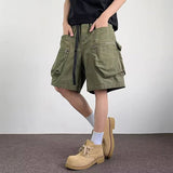 AIDASE  -  American Style Men's Shorts Summer New Straight Leg Multi Pocket Zipper Solid Color Fashionable Male Pants aidase-shop