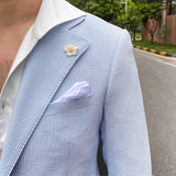 Aidase Summer Thin Men Leisure Blue Striped Seersucker Suit British Gentry Suit Men Suit Business Tuxedos Slim Fit Groom Men Suit aidase-shop