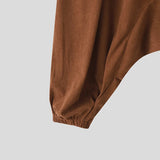 AIDASE  -  Men Harem Pants Solid Color Elastic Waist Joggers Casual Drop-crotch Pants Men Streetwear Fashion Loose Trousers aidase-shop