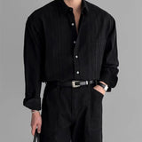 AIDASE  -  Vintage Men's Striped Textured Shirt Spring Fall New Casual Breathable Long Sleeve Shirts Mens Fashion Turn-down Collar Shirts aidase-shop