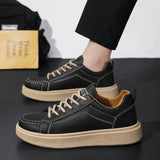 AIDASE  -  Leather Trend Men Casual Shoes Platform Soft Sneakers Outdoor Breathable Sport Shoes Lightweight Skid Running Shoes Tennis Shoes aidase-shop