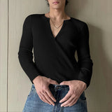 AIDASE  -  Men T Shirt Solid O-neck Long Sleeve Knitted Men Clothing Streetwear 2025 Button Spring Autumn Fashion Casual Tee Tops aidase-shop