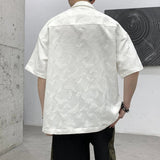 AIDASE  -  New Chinese Style Men Shirt Summer Niche Jacquard Metal Buckle Decoration Casual Short Sleeve Lapel Male Tops aidase-shop