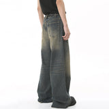 Aidase Men's Vintage Jeans Fashion Washed Street Casual Wide Leg Denim Pants Summer Distressed Loose Male Versatile Trousers aidase-shop