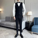 AIDASE  -  Men's Wedding Solid Color Suit Vest, Groom Groomsman Suit, Black Single-Breasted Slim Fit Waistcoat , Business Casual, M-7XL aidase-shop