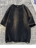AIDASE  -  Summer Men's T-shirts 260G Thick Cotton Oversized Tee Y2K Retro Streetwear Unisex Tops Big Size Distreessed Loose Ripped Tshirts aidase-shop