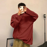 Oversized Men's T-shirts Long Sleeve Quality Cotton Fashion Korean Clothing Tops Solid Color Harajuku Male Tees aidase-shop
