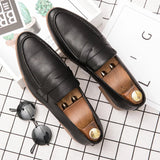 AIDASE  -  Men Business Loafers Black Brown British Casual Soled Heel Fashion Brand Leather Shoes American Banquet Shoes Men aidase-shop