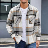 Aidase Fashion Woolen Shirt Cardigans Mens Autumn Casual Plaid Printed Long Sleeve Buttoned Shirts Men Jackets Streetwear Shirts aidase-shop