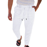 AIDASE  -  New European and American Autumn New Thin Casual Lace-up New Men's Cotton Linen Drawstring Straight Trousers aidase-shop