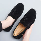 AIDASE  -  Summer New Driving Flats Stylish Style Male Moccasins Business Shoes Fashion Trendy Lazy Loafers Suede Leather Mens Casual Shoes aidase-shop