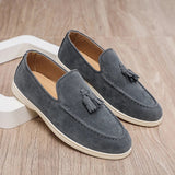 AIDASE  -  Fashion Men's Casual Shoes Suede Leather Men Classic British Style Tassels Loafers Moccasins Mens Outdoor Driving Flats aidase-shop