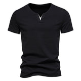 AIDASE  -  Mens T Shirt Pure Color V Collar Short Sleeved Tops Tees Men T-Shirt Black Tights Man T-Shirts Fitness For Male Clothes aidase-shop