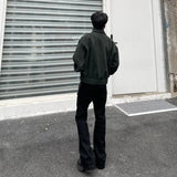 AIDASE  -  American High Street Vibe Pure Black Micro Flare Jeans Men's Straight Leg Slimming Drapey Floor-Length CleanFit Long Trousers aidase-shop