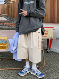 AIDASE  -  Japanese Streetwear Beige Cargo Capri Pants Women Harajuku Hippie Pockets Oversize Wide Leg Trousers Jogging Summer aidase-shop