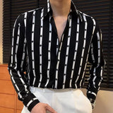 Aidase Stripe Color Contrast Shirt Social Business Shirt Men British Slim Shirt Trend Men Office Button Down Long Sleeve Shirt aidase-shop