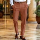 AIDASE  -  Daily Leisure Men's Loose Straight Trousers Autumn Casual Solid Color Pleated Suit Pants For Mens Spring Fashion Trousers aidase-shop
