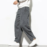 Aidase Chinese Mens Corduroy Pants Loose Wide Leg Pants Casual Winter Striped Velvet Harem Pants Straight Elastic Waist Trousers 5xl aidase-shop