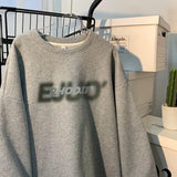 Aidase 2024 Men Sweatshirt Letter Print Harajuku Street Clothing Waffle Loose Women Men Unisex Round Neck Hoodies College Pullovers aidase-shop